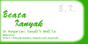 beata kanyak business card